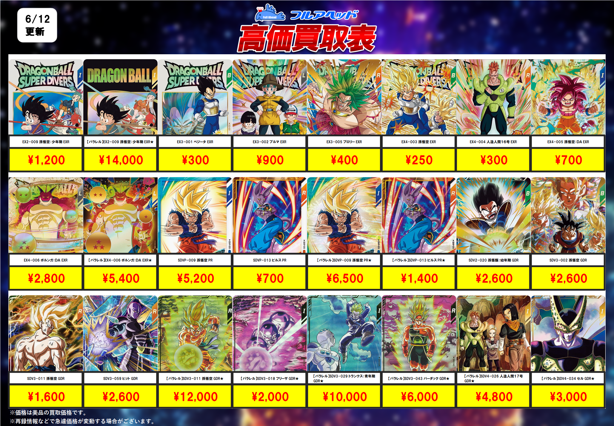 ドラゴンボール スーパーダイバーズ ロケテスト カード 全14種