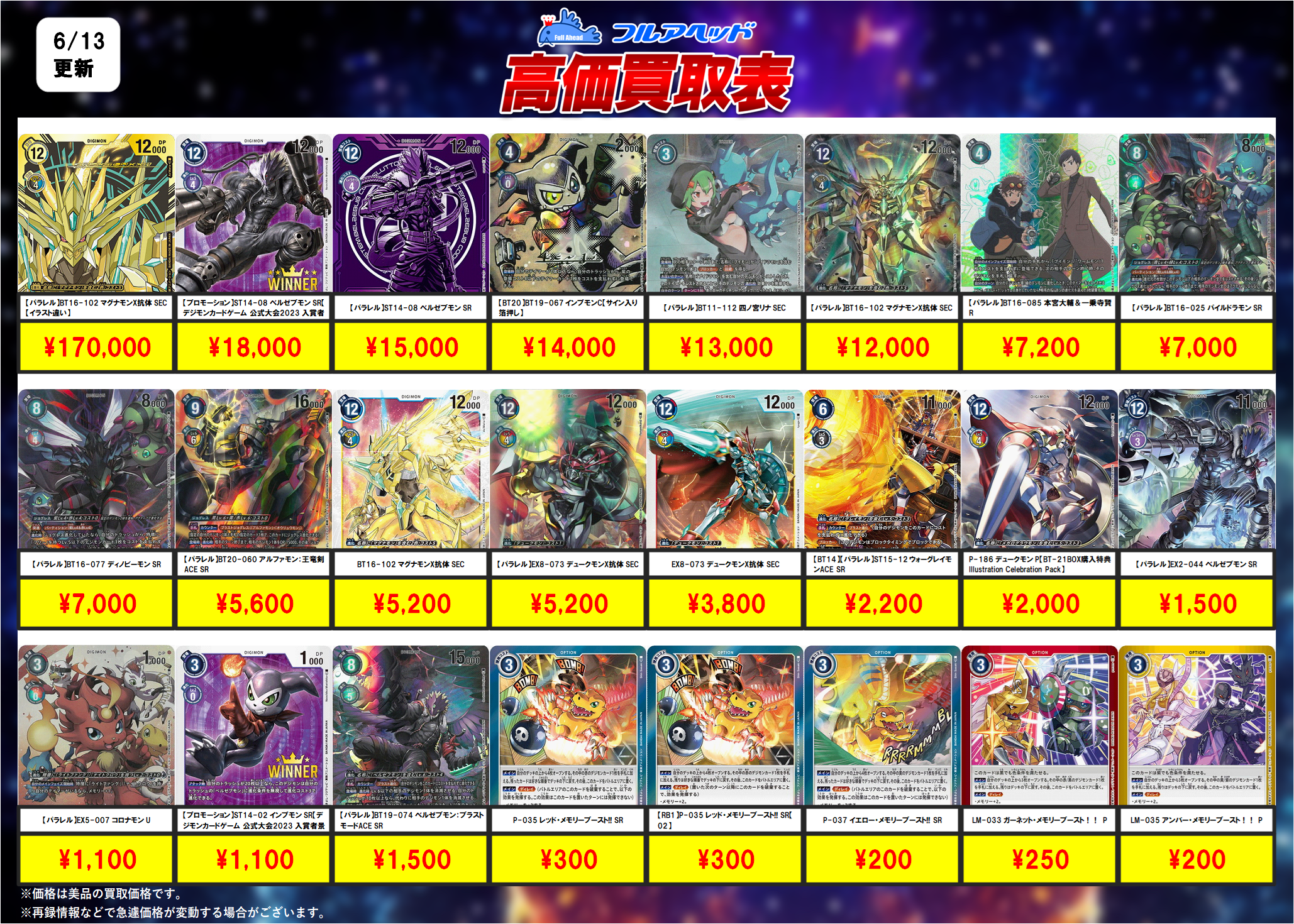 値引 デジモンカードゲーム – 【フルアヘッド】高価買取表 デジモンカードゲーム
