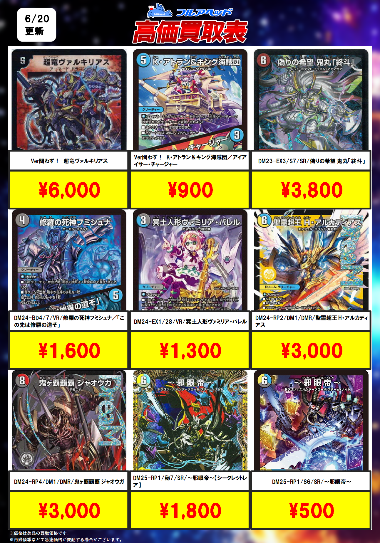 デュエルマスターズ – 【フルアヘッド】高価買取表