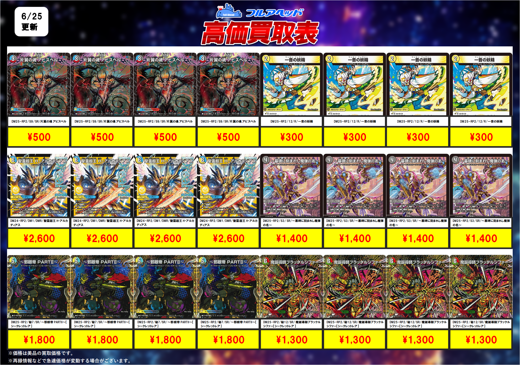 デュエルマスターズ – 【フルアヘッド】高価買取表