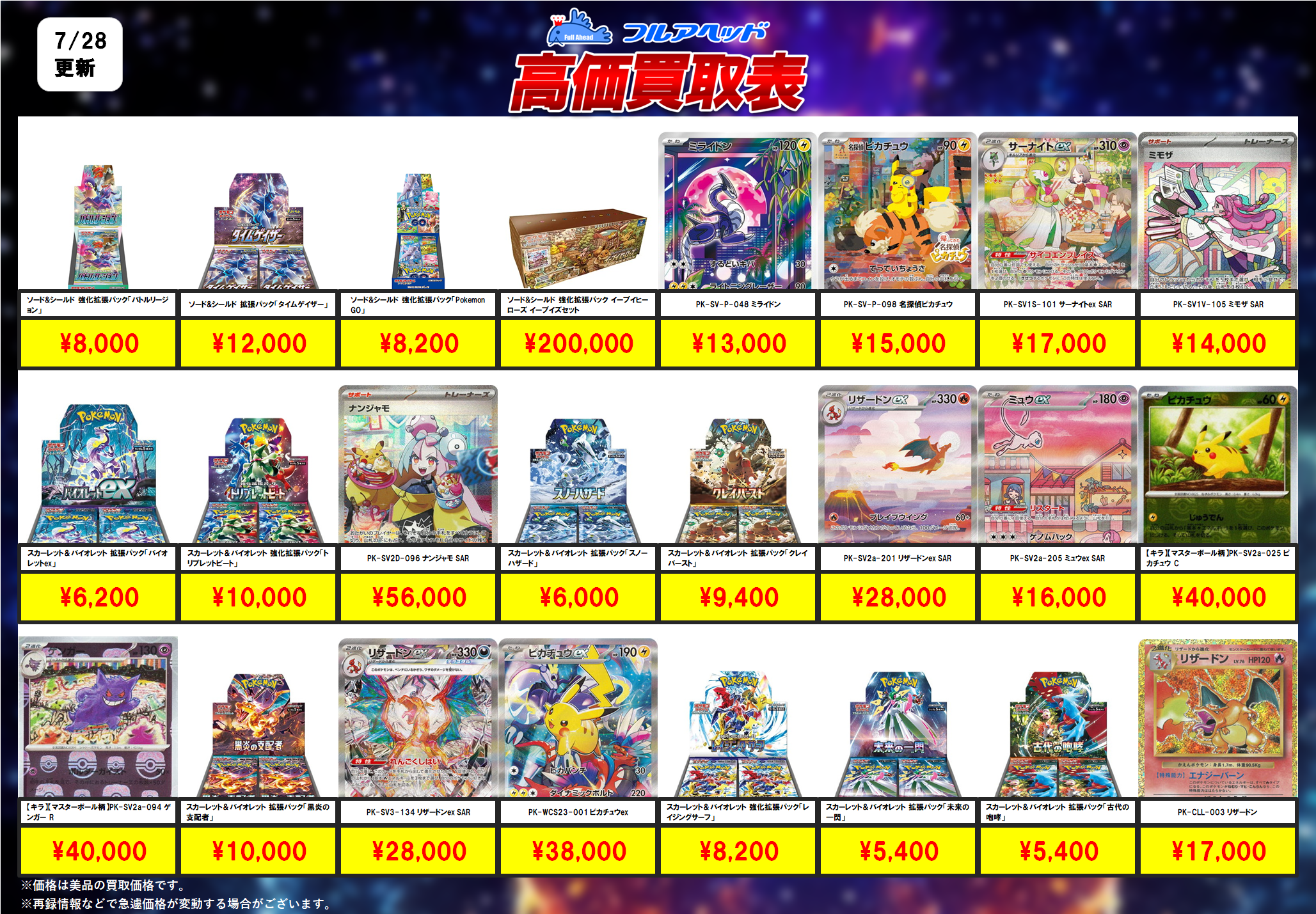 ポケモンカード – 【フルアヘッド】高価買取表