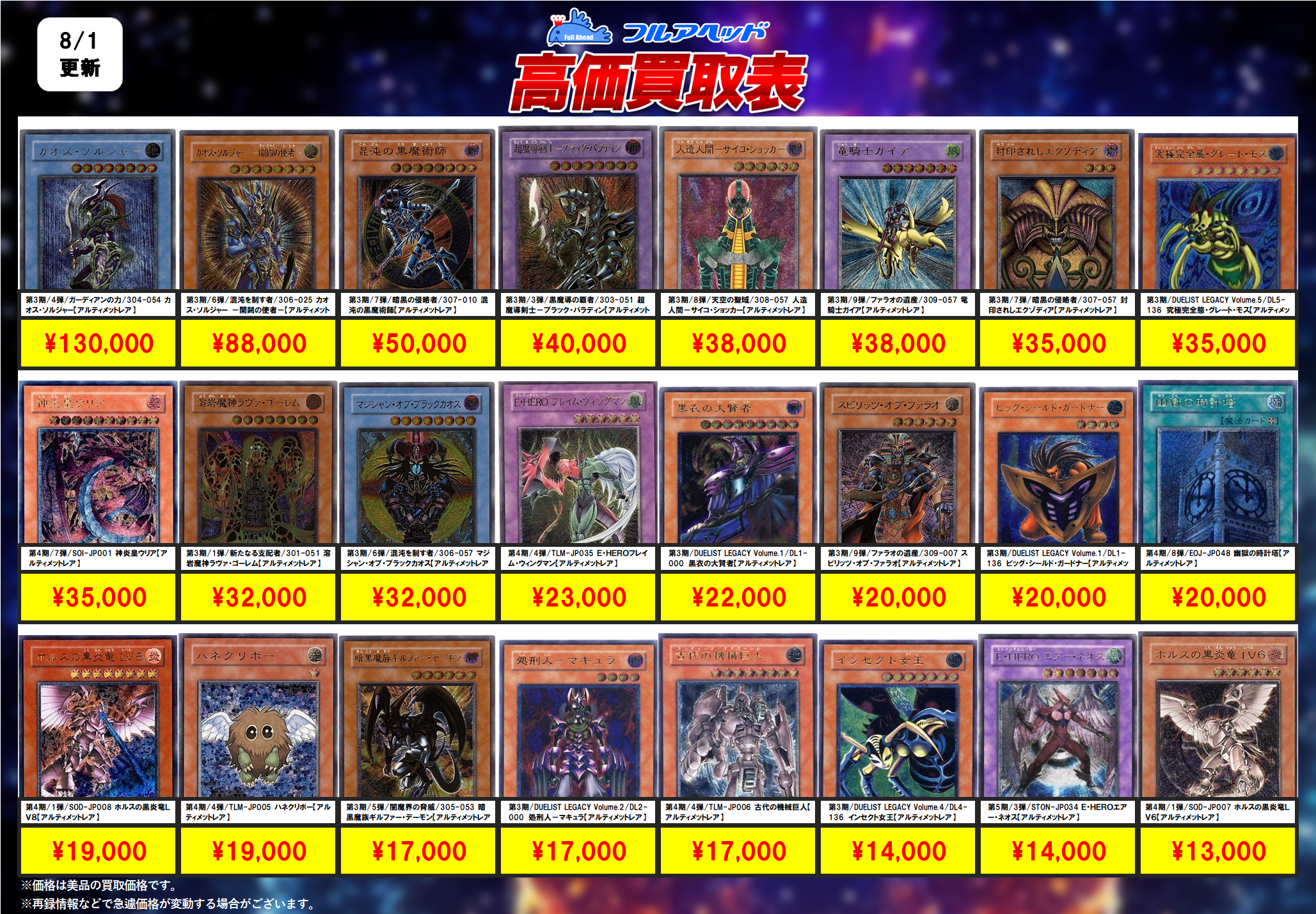 遊戯王OCG – 【フルアヘッド】高価買取表