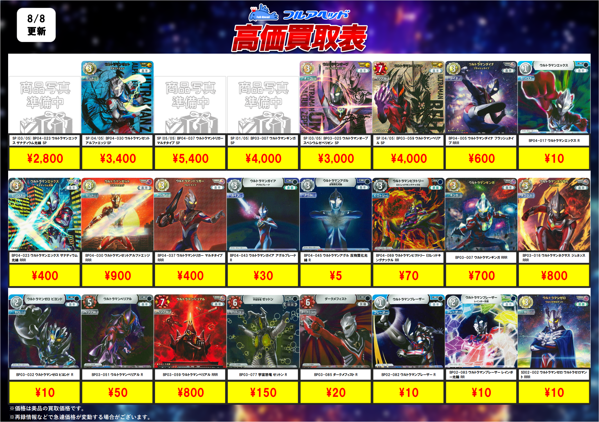 最終価格　ウルトラマン　各種　貴重カード ウルトラマンカード】地球の守護者たちの高額・当たりカード